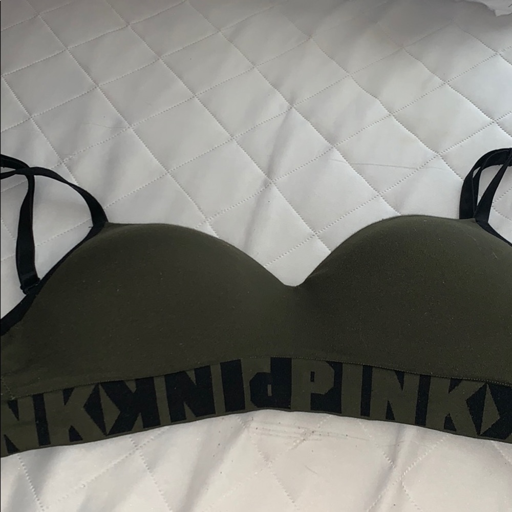 PINK Lightly Lined Olive Green Bra